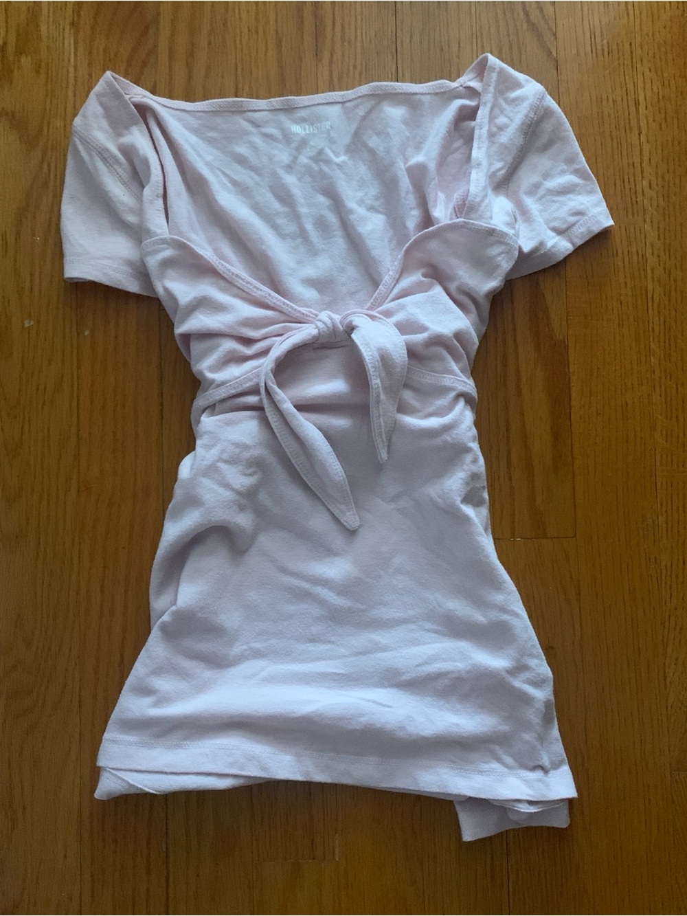Hollister Pale Pink Tie-Front Babydoll Top